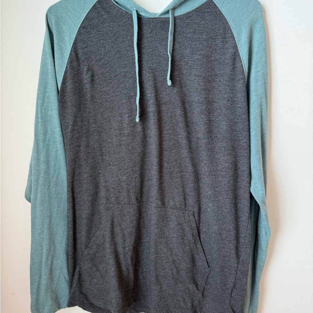 RVCA Men's Teal and Charcoal Hoodie Sweater